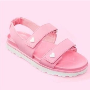 Stoney Clover Lane x Target Pink Hearts Adjustable Velcro Sandals Size 6 NWT